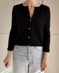 Czarny puszysty kardigan 100% kaszmir S/M