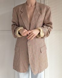 Marynarka w różową kratkę 100% bawełna plus size